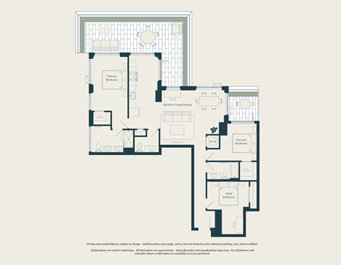 Floor plan for 3 beds, 2.5 baths, 1576 sqft